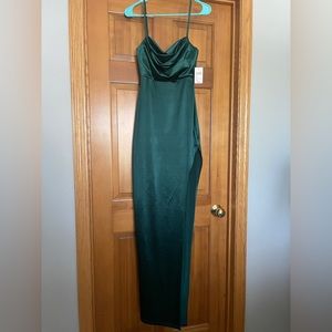 Green floor length dress